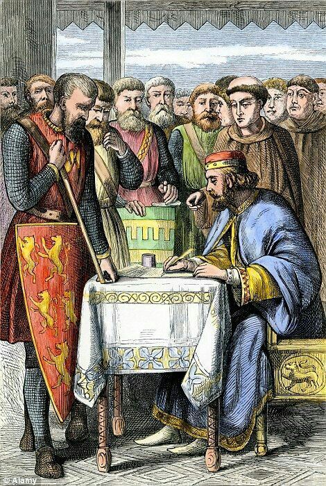 Guilherme IV assinando a Carta Magna de 1379